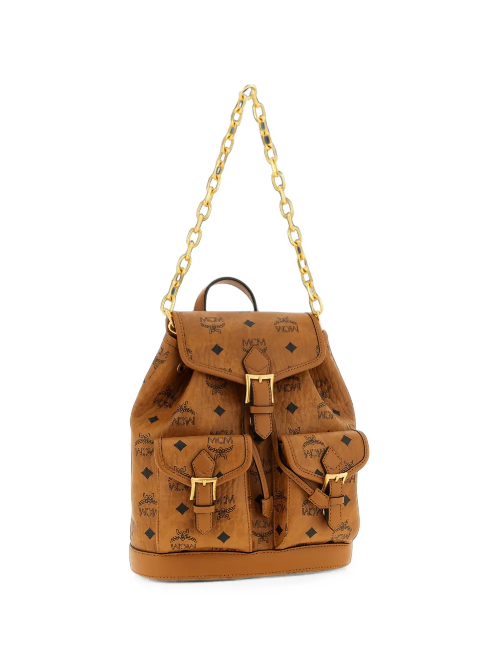 MCM Rugzak met monogram gesp Bruin