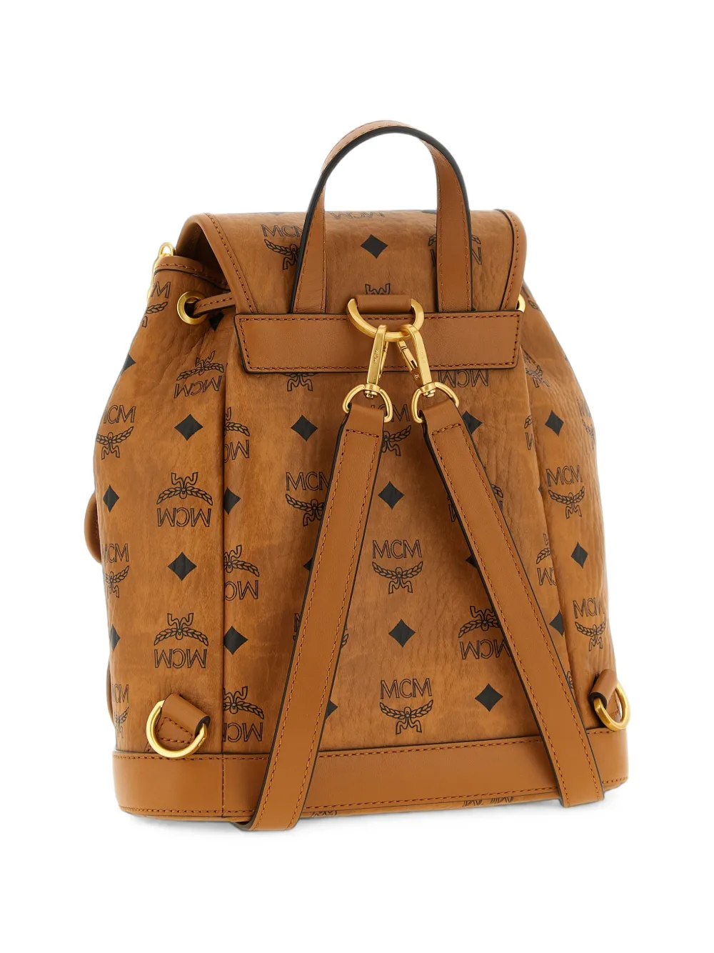 MCM Rugzak met monogram gesp Bruin