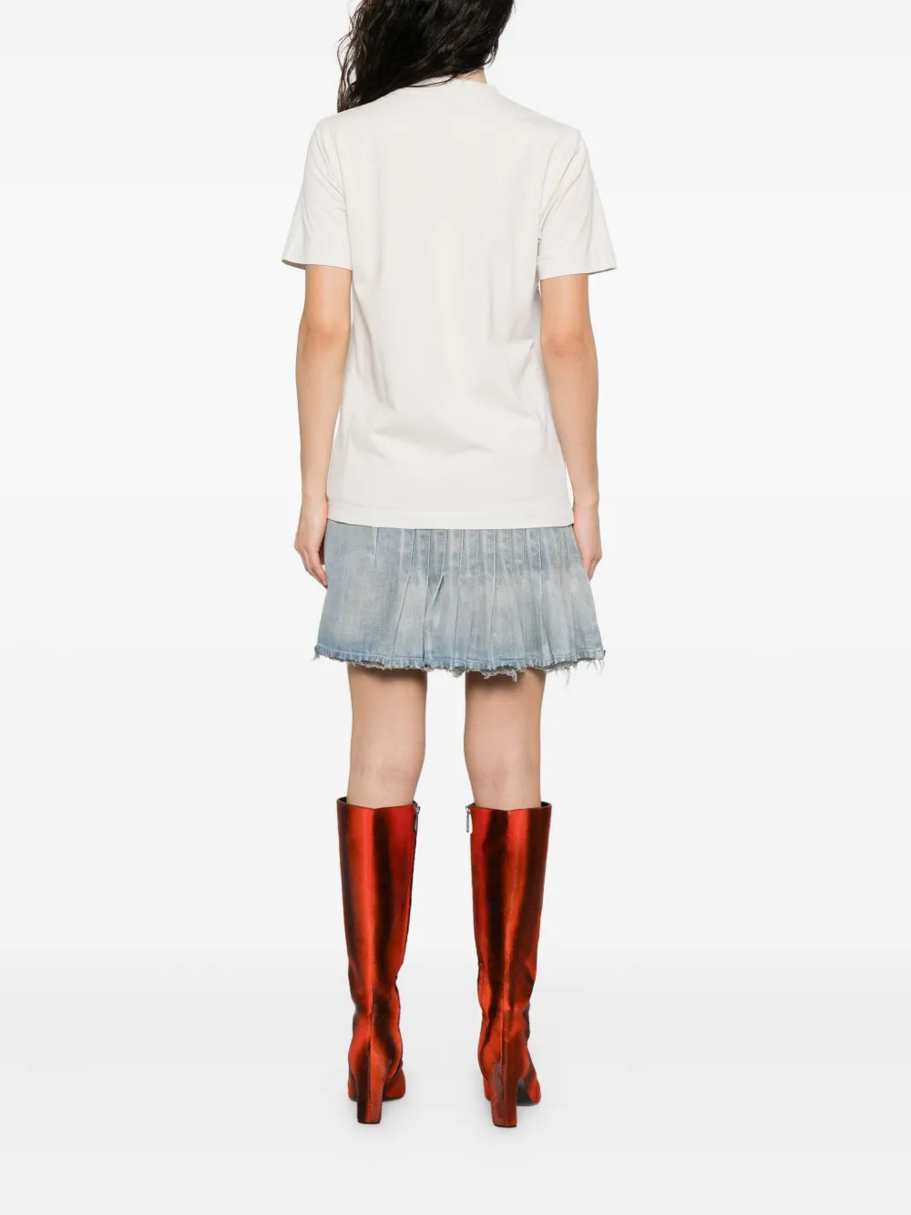 Balenciaga graphic-print layered mini dress Beige