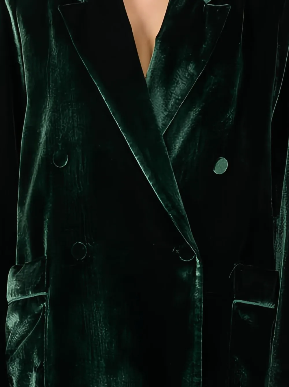F.r.s For Restless Sleepers Velvet Double-breasted Blazer In Green