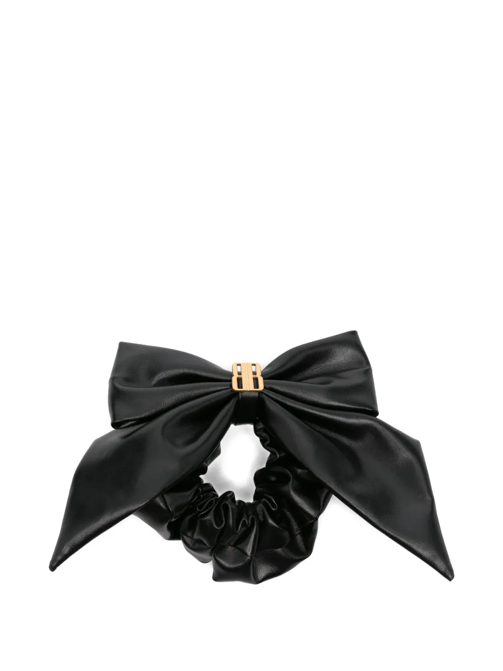 Balenciaga Clemence Xl bow-detail leather scrunchie Zwart
