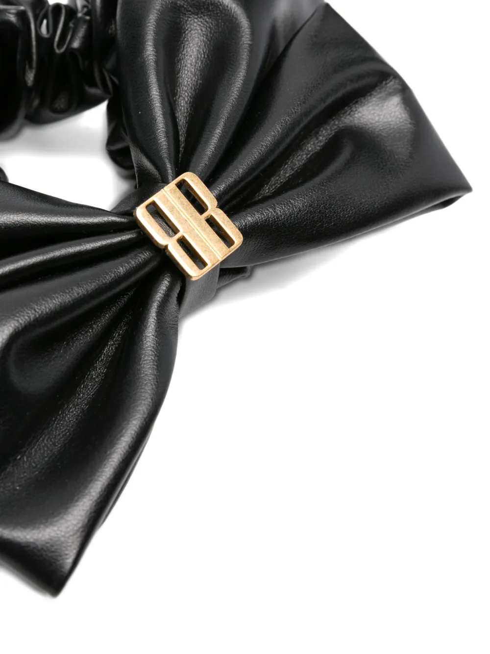 Balenciaga Clemence Xl bow-detail leather scrunchie Zwart