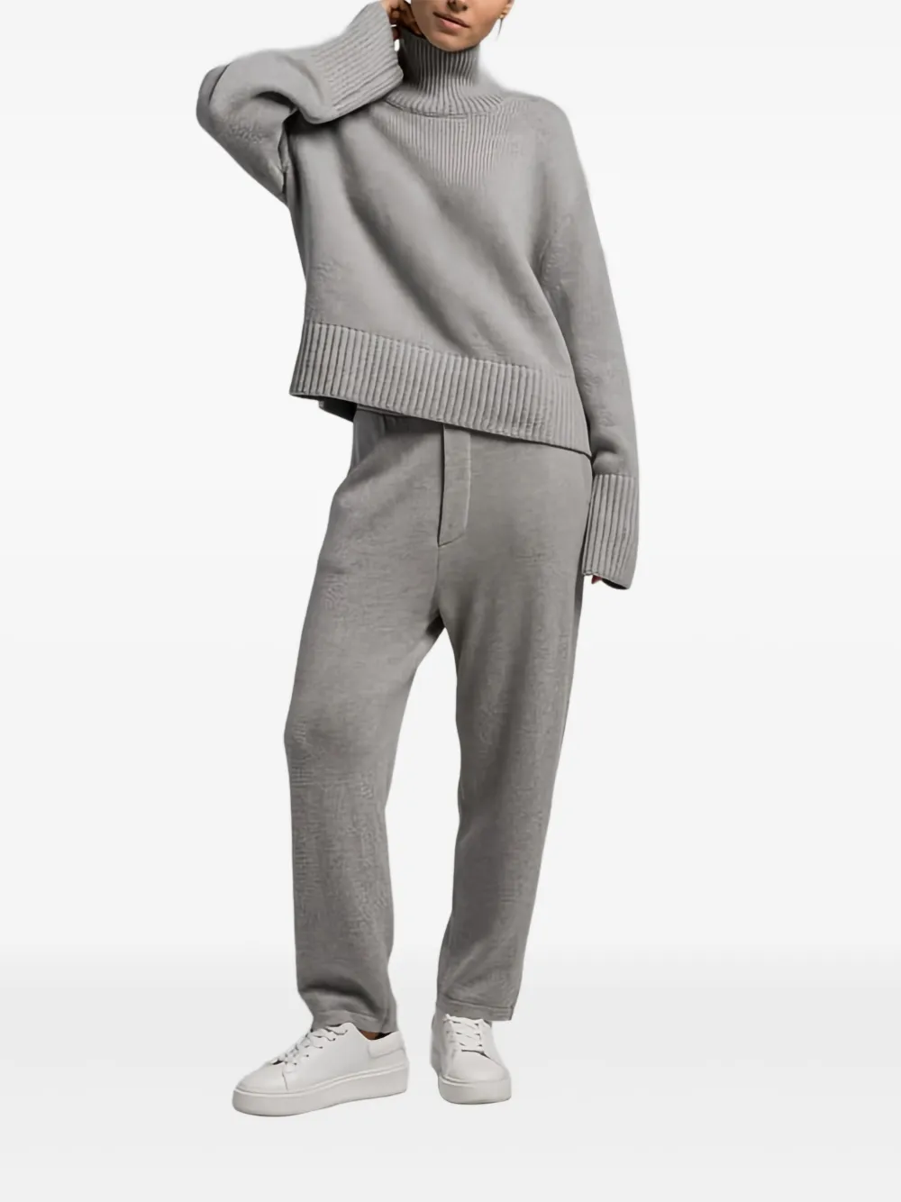 Lisa Yang High-neck Ribbed Sweater In Gray