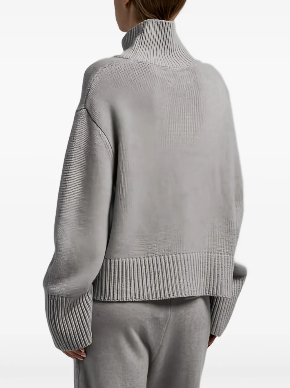 Lisa Yang High-neck Ribbed Sweater In Gray