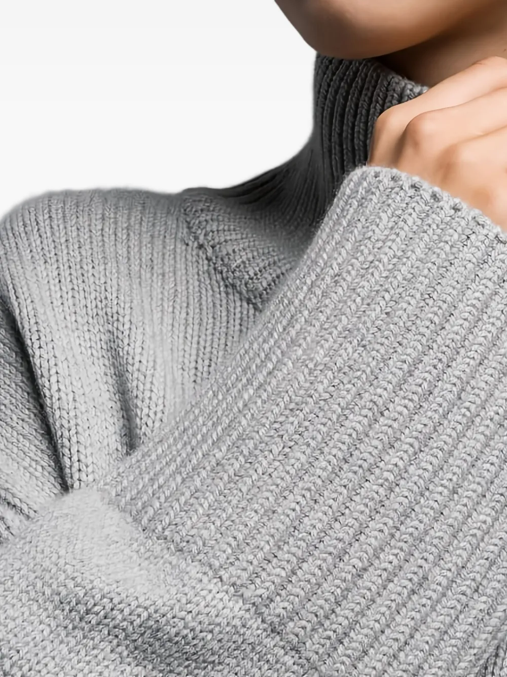 Lisa Yang High-neck Ribbed Sweater In Gray