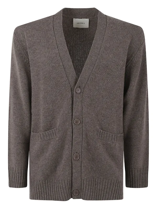 Lisa Yang Pocketed Buttoned Cardigan in Grey