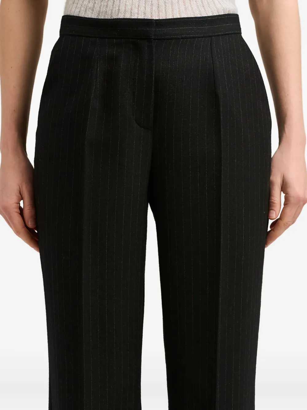 Kiton Pinstripe-print Pleated Trousers In Black