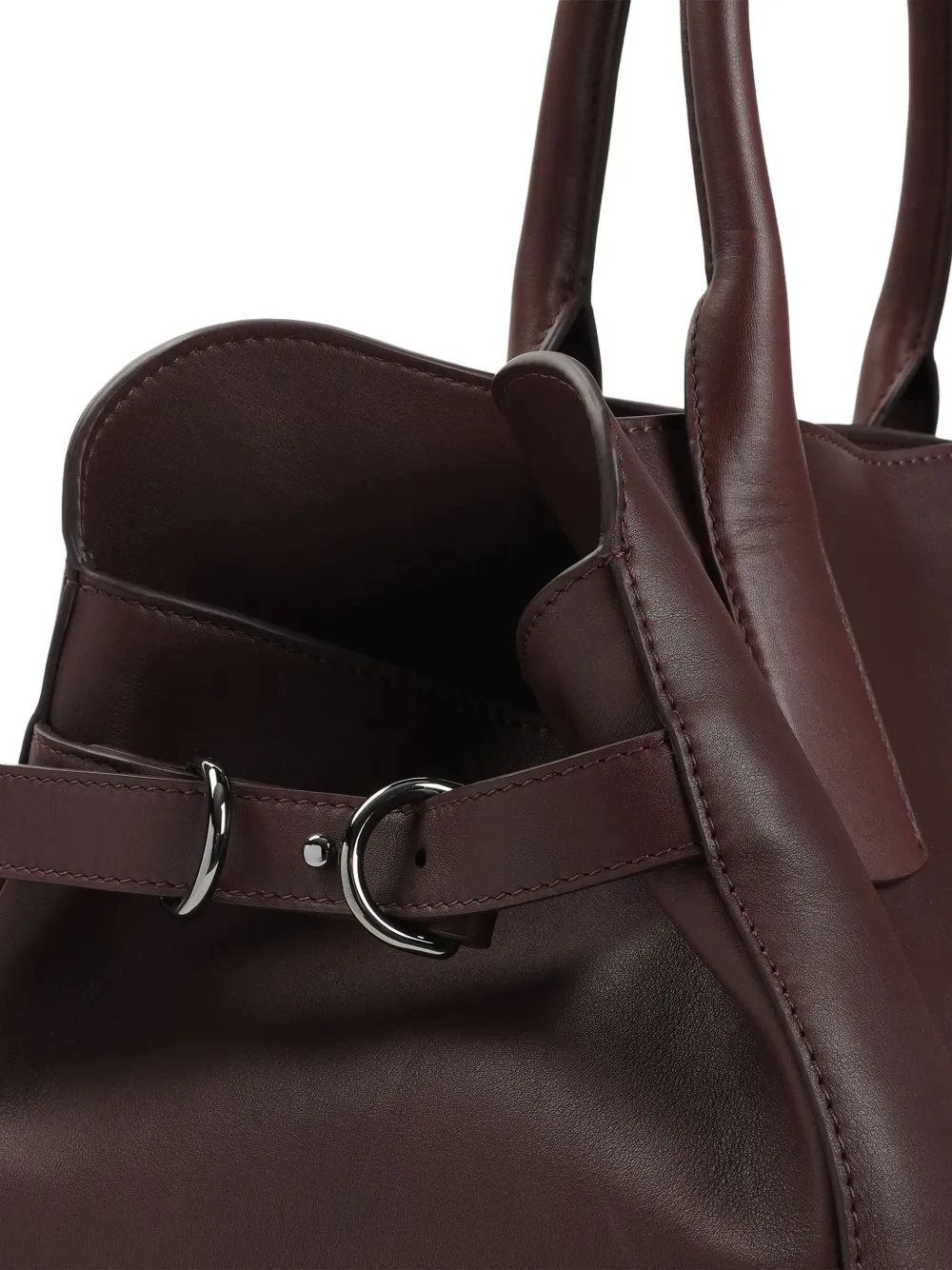 Giorgio Armani Leren shopper met gespsluiting Bruin