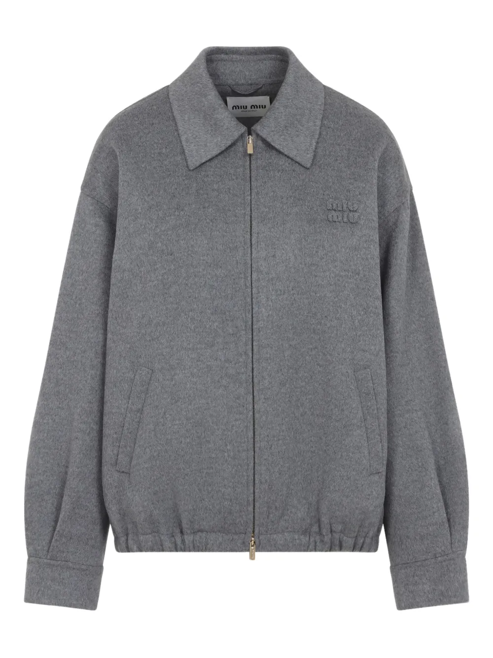 Miu logo-embroidered jacket Grijs