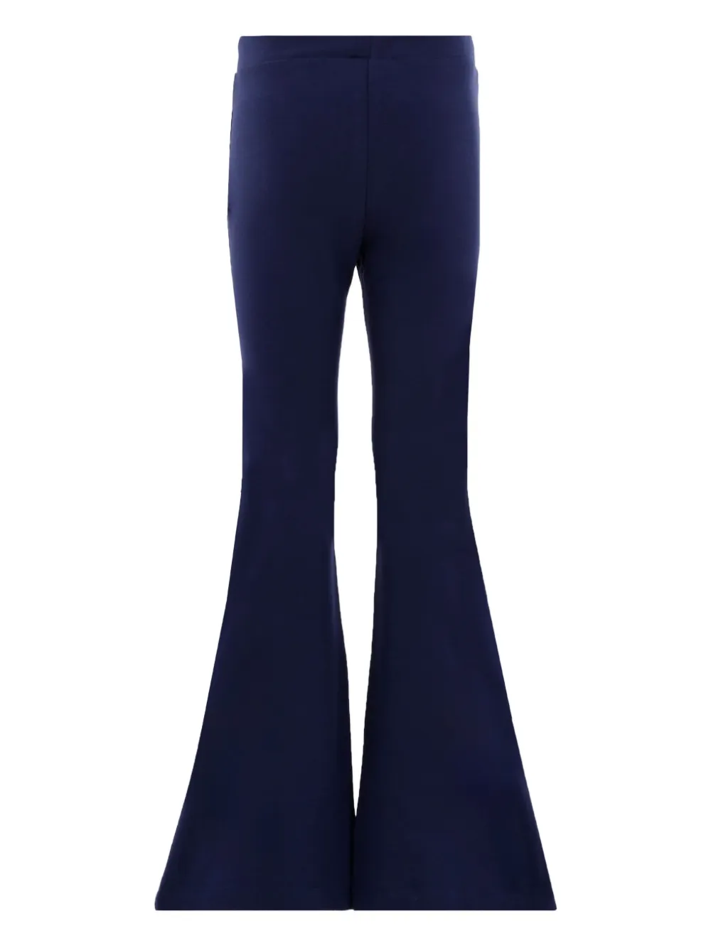 Moschino Kids logo-waistband flared trousers Blauw