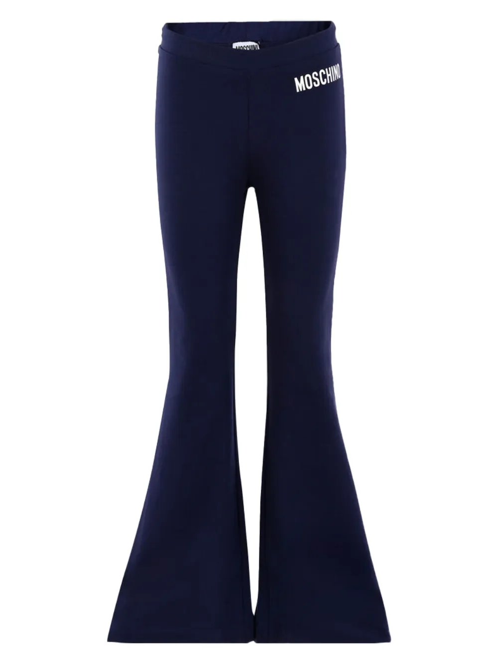 Moschino Kids logo-waistband flared trousers | Blue | Image 1