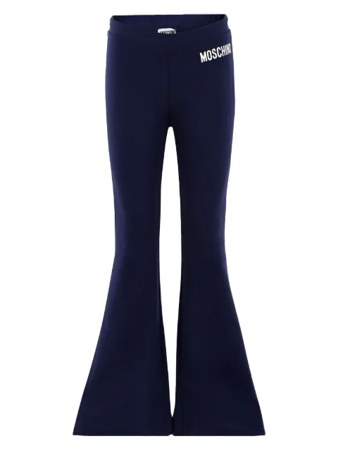 Moschino Kids logo-waistband flared trousers