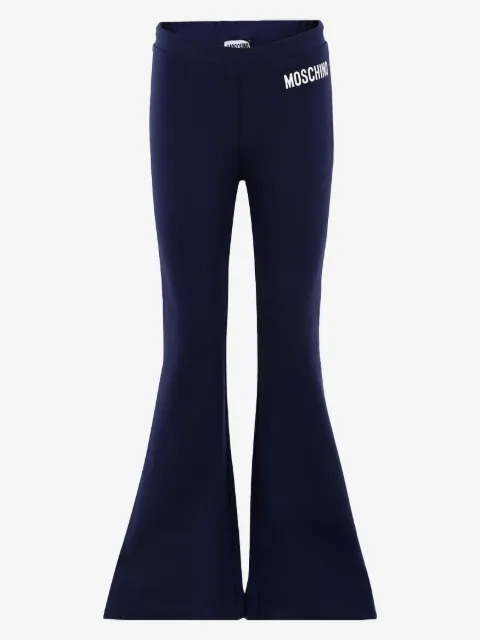 Moschino Kids pantalones acampanados con logo en la pretina