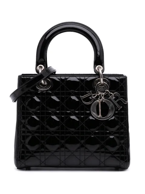 Christian Dior Pre-Owned лакированная сумка-сэтчел Cannage Lady Dior среднего размера (2012 год)