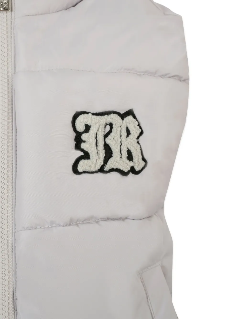 John Richmond Junior quilted logo-patch gilet Grijs