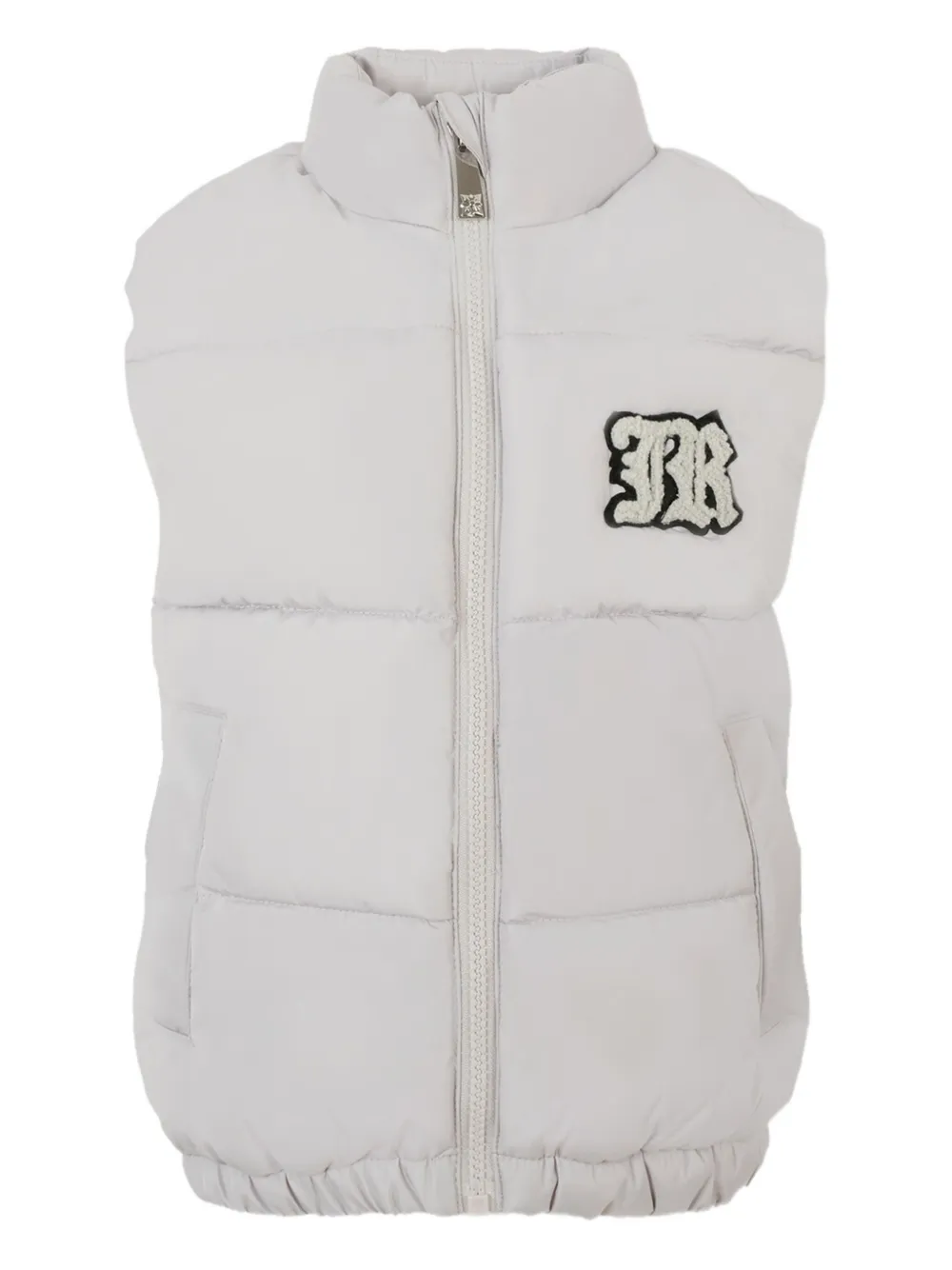 John Richmond Junior quilted logo-patch gilet Grijs