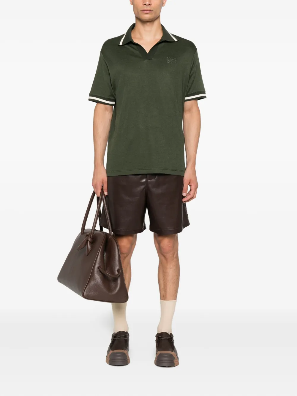 Golden Goose Poloshirt met gestreepte kraag Groen