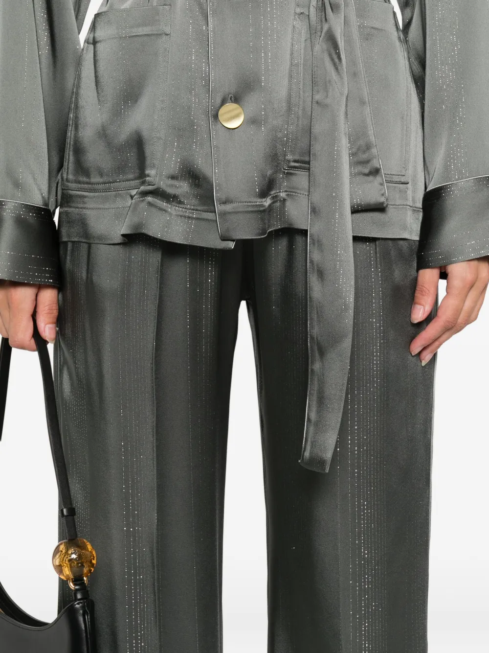 Forte Broek met lurex detail Groen