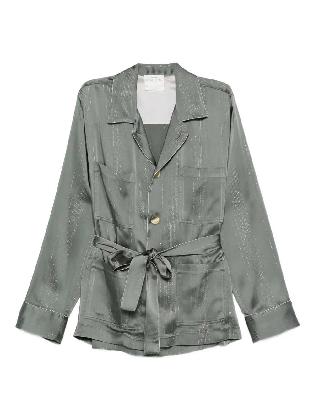 Forte striped belted jacket Groen