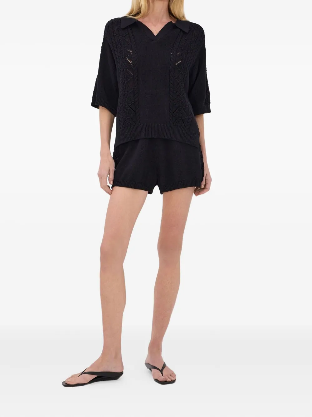 LouLou de Saison Andel shorts met gehaakt detail Zwart