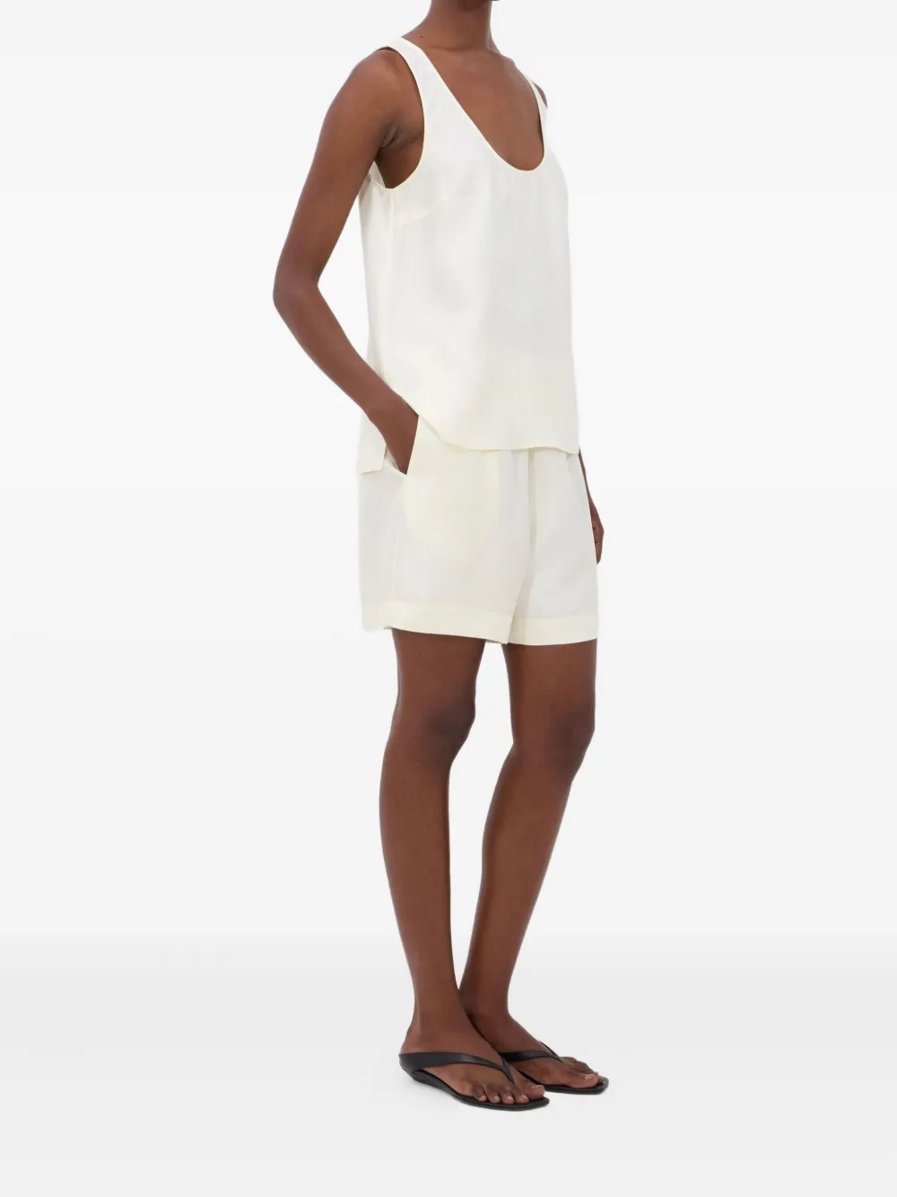 LouLou de Saison Arl zijden shorts met elastische tailleband Wit