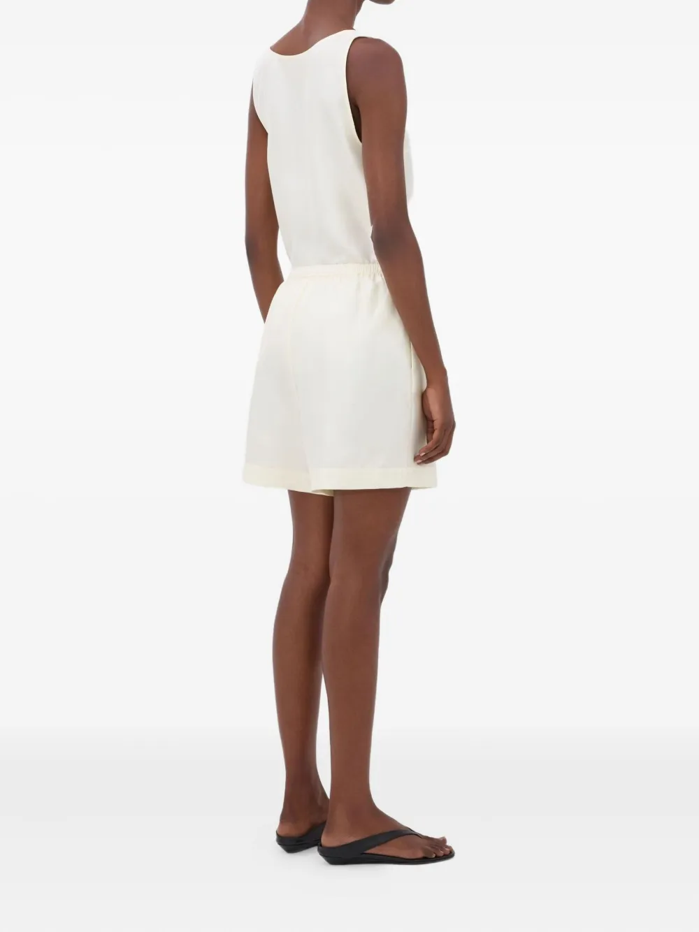 LouLou de Saison Arl zijden shorts met elastische tailleband Wit