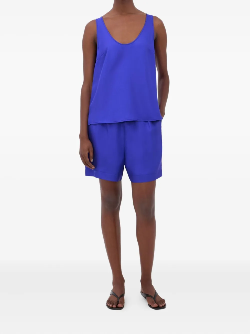 LouLou de Saison Gaby mouwloze top met ronde hals - Blauw
