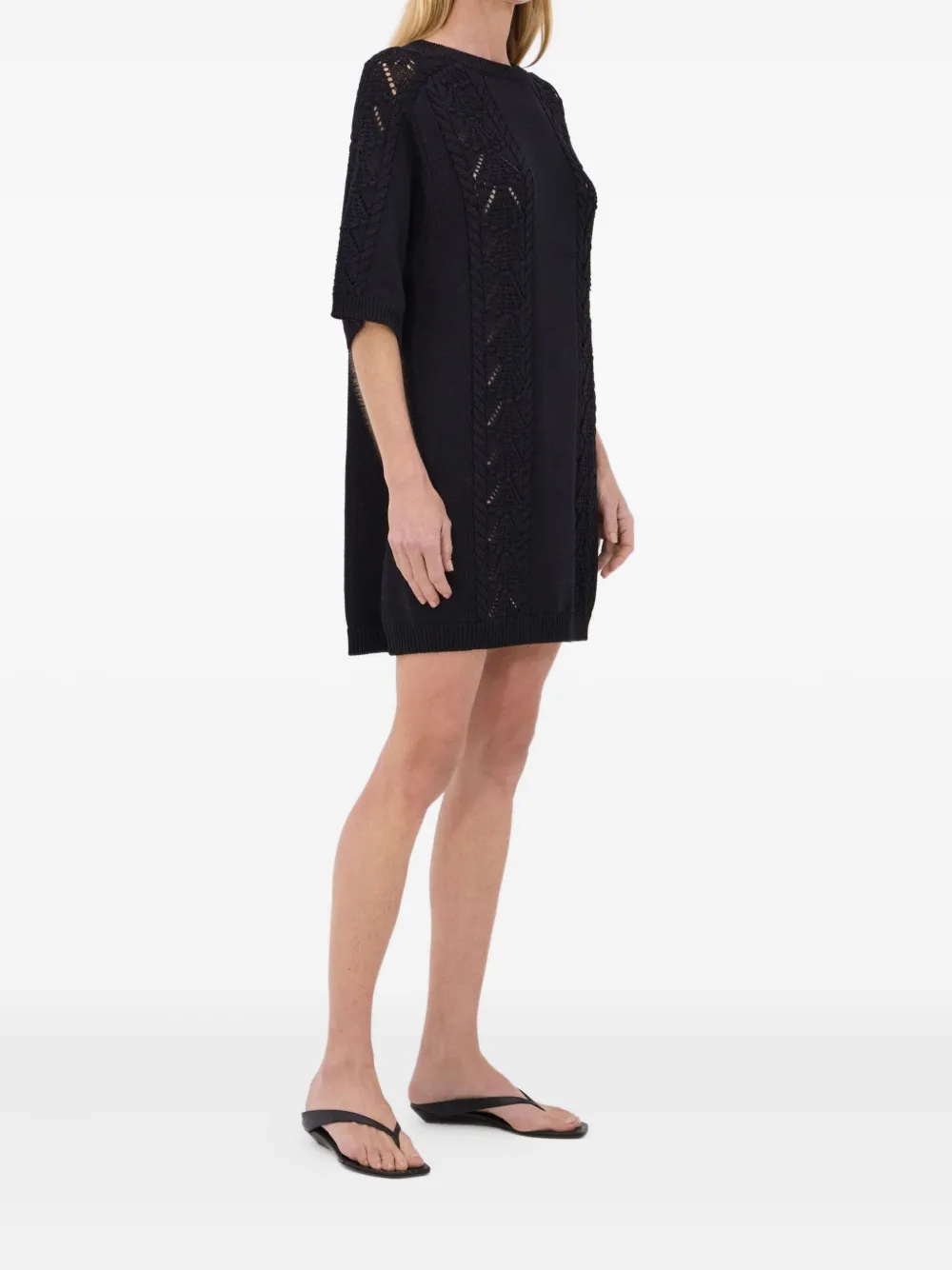LouLou de Saison Gehaakte mini-jurk met schelpendetails Zwart