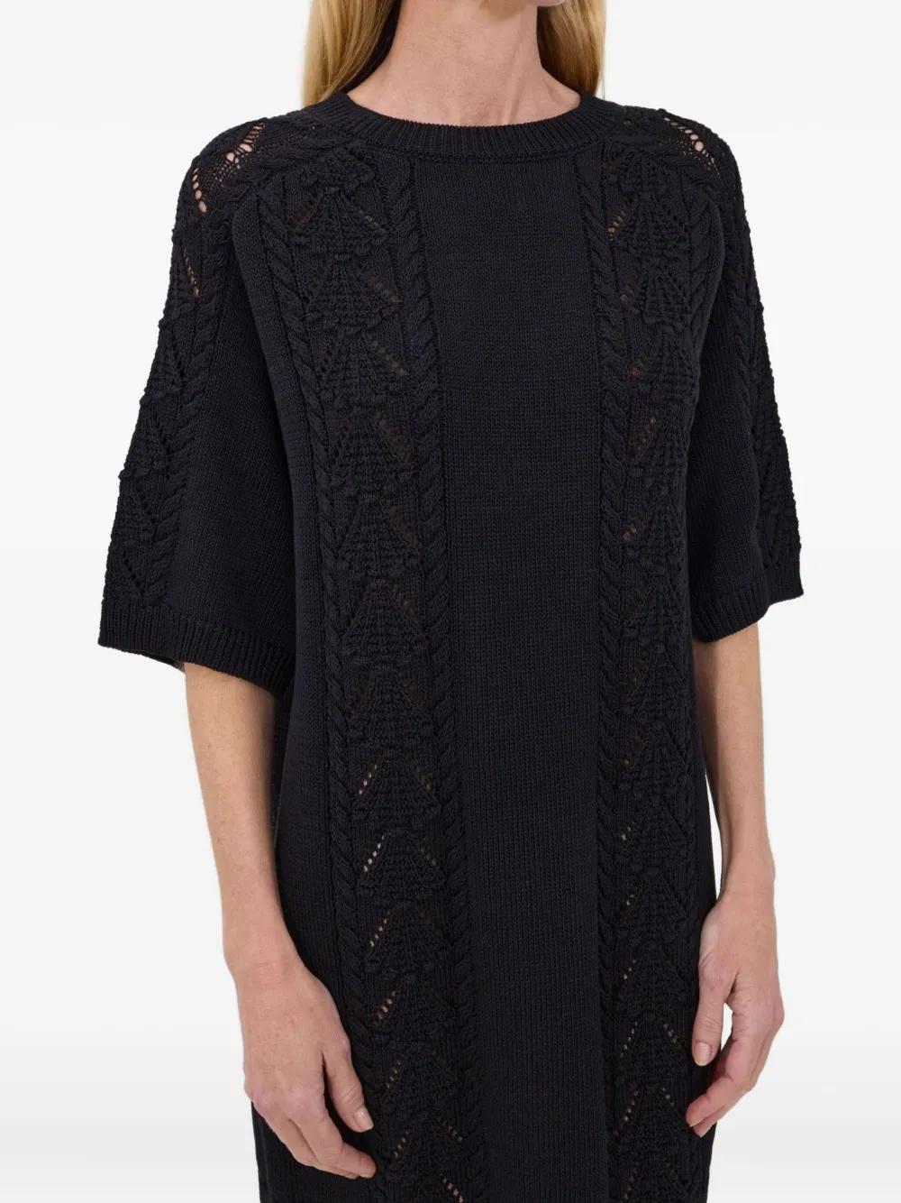 LouLou de Saison Gehaakte mini-jurk met schelpendetails - Zwart