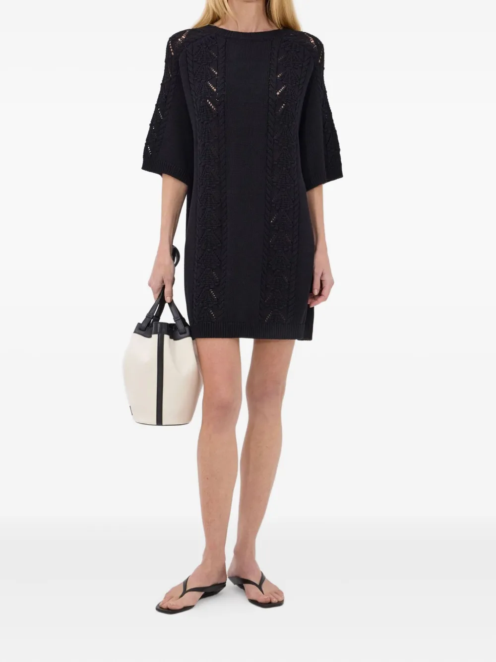 LouLou de Saison Gehaakte mini-jurk met schelpendetails Zwart