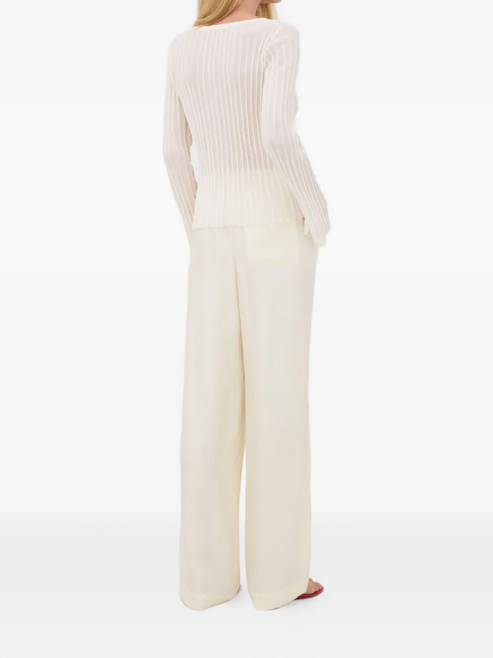 LouLou de Saison Mabille geribbeld T-shirt met boothals Beige