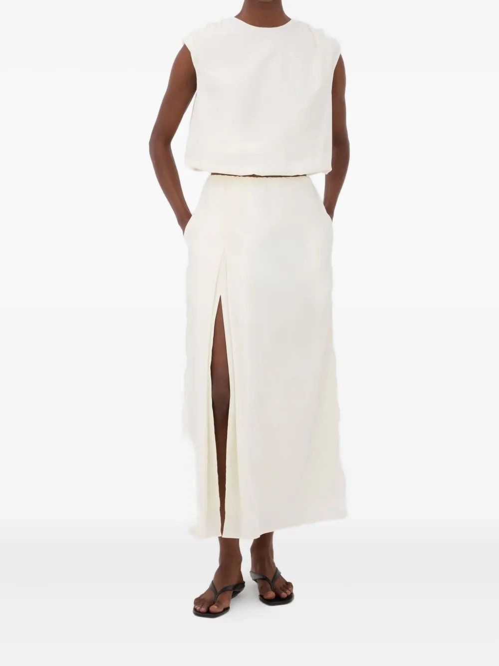 LouLou de Saison Cosma top met gesmockte schouders - Wit