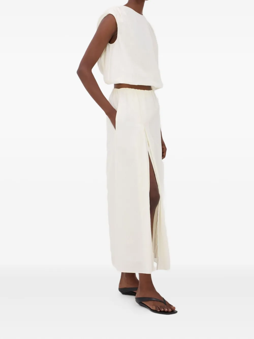 LouLou de Saison Cosma top met gesmockte schouders Wit