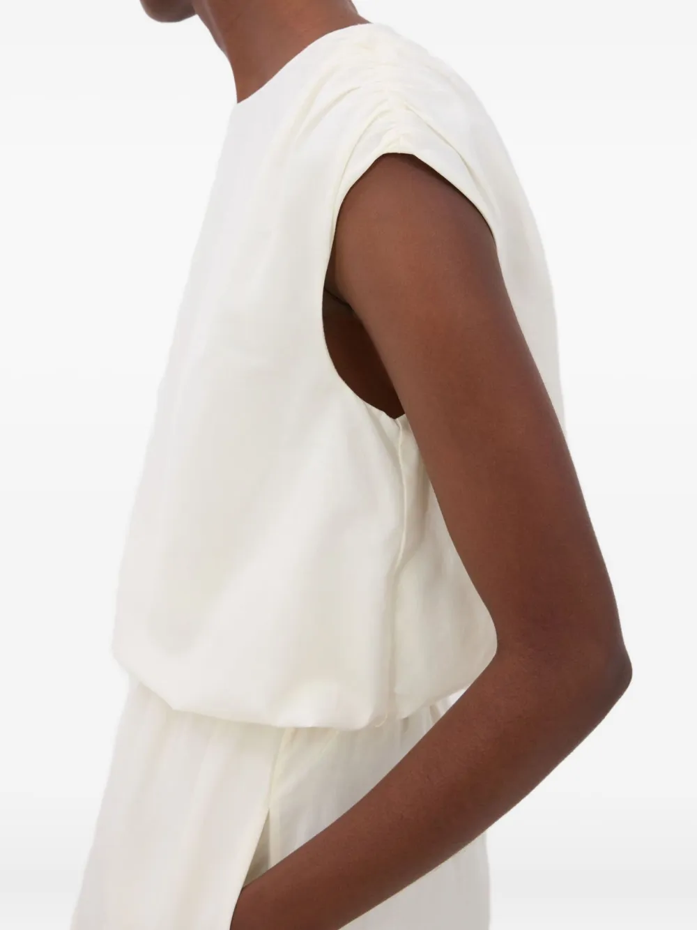LouLou de Saison Cosma top met gesmockte schouders Wit