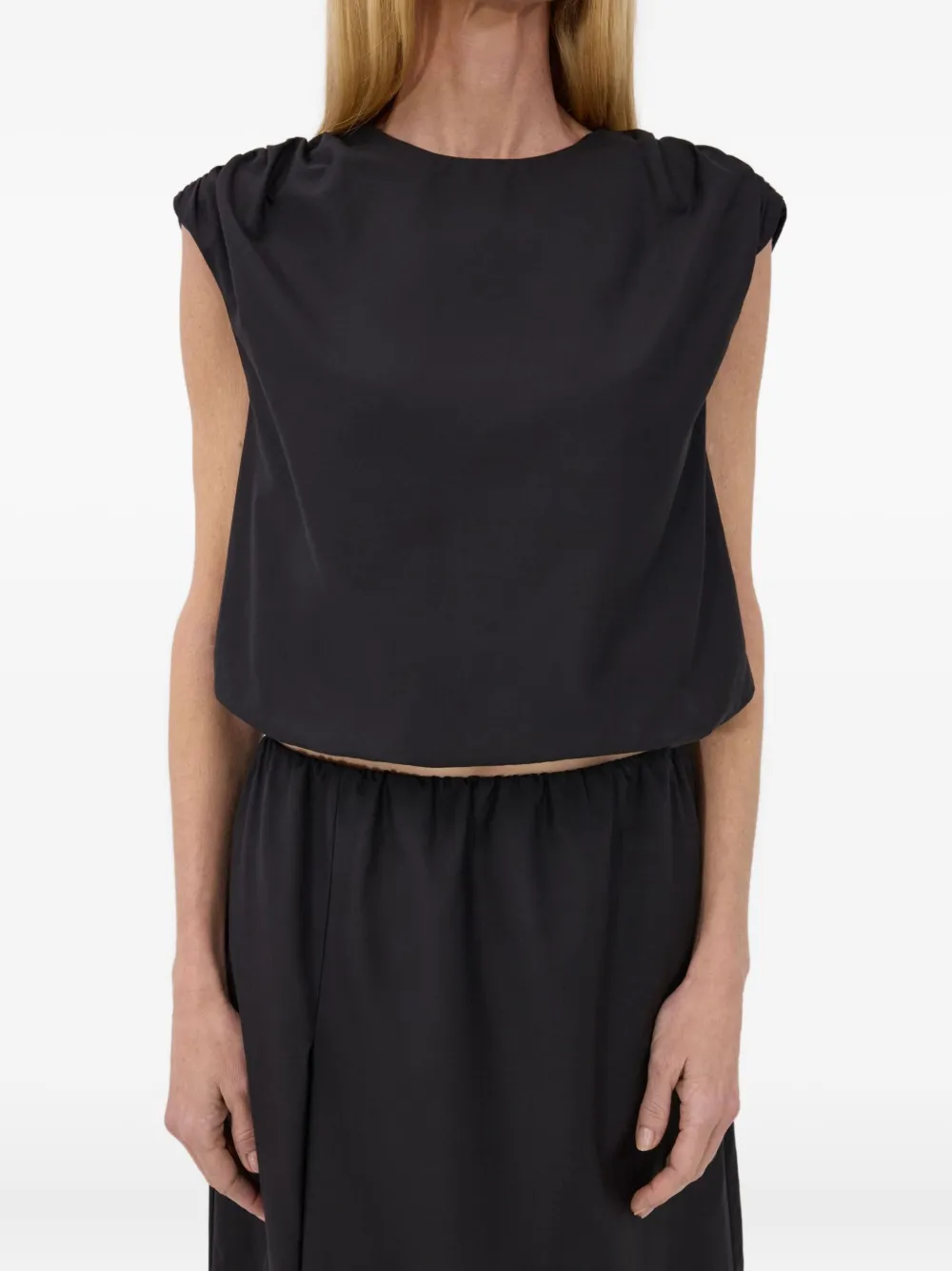 LouLou de Saison Blouse met gesmockte schouders Zwart