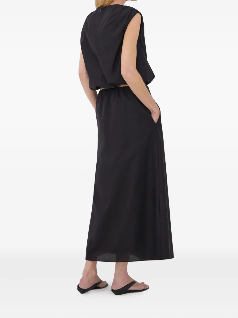 LouLou de Saison Blouse met gesmockte schouders Zwart