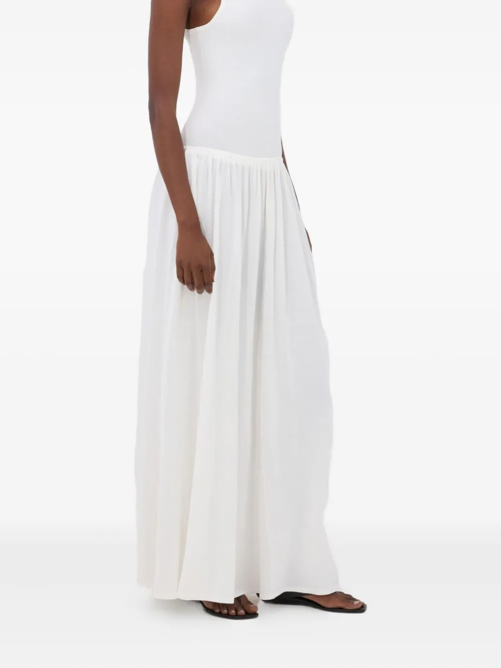 LouLou de Saison Jada maxi-jurk met gesmockte rok Wit