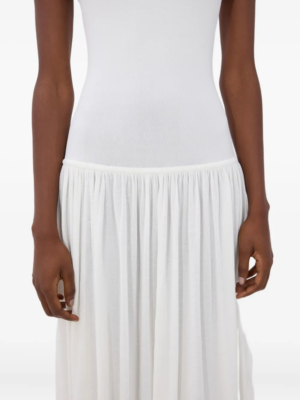 LouLou de Saison Jada maxi-jurk met gesmockte rok Wit