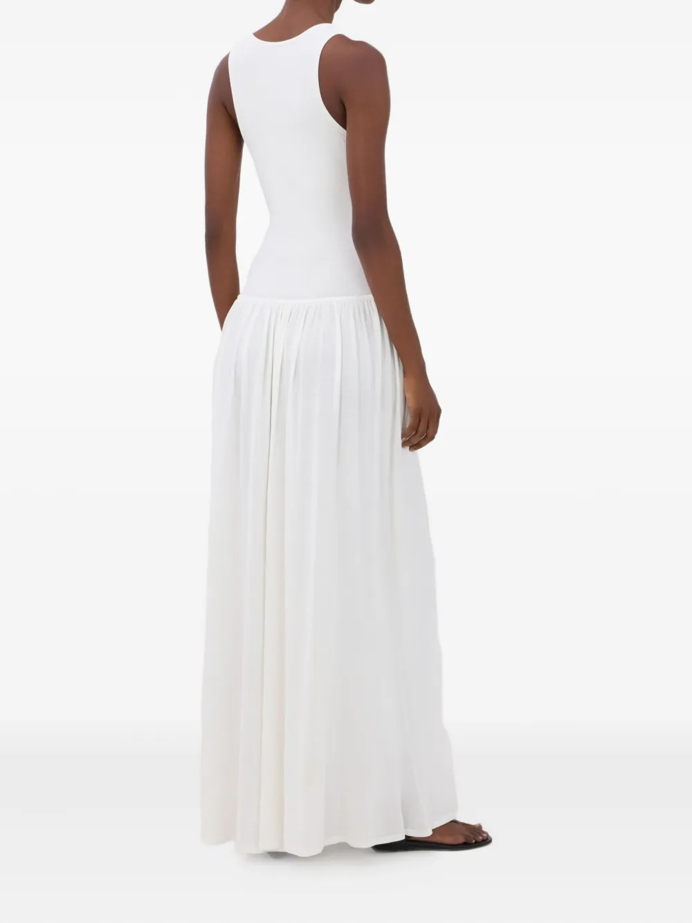LouLou de Saison Jada maxi-jurk met gesmockte rok Wit