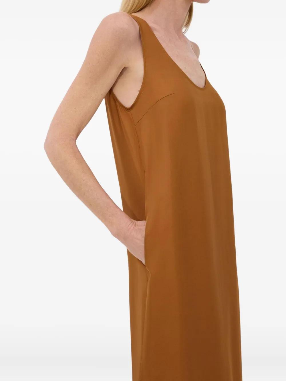 Loulou De Saison Nada Round-neck Dress In Brown