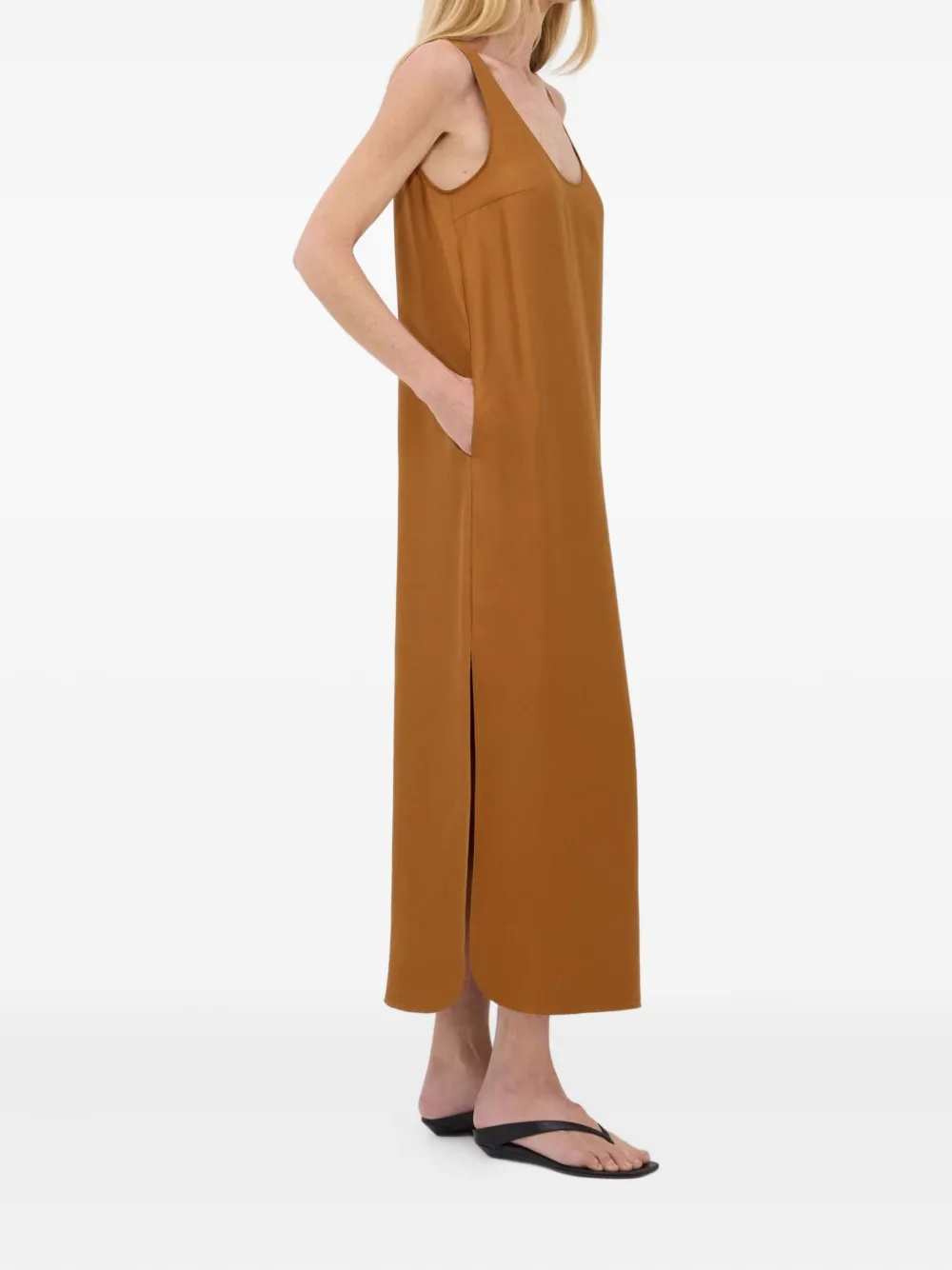Loulou De Saison Nada Round-neck Dress In Brown