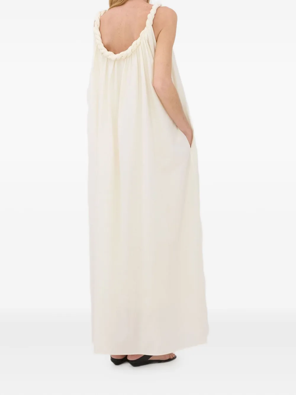 LouLou de Saison Kika gesmockte maxi-jurk met gedraaid detail Wit