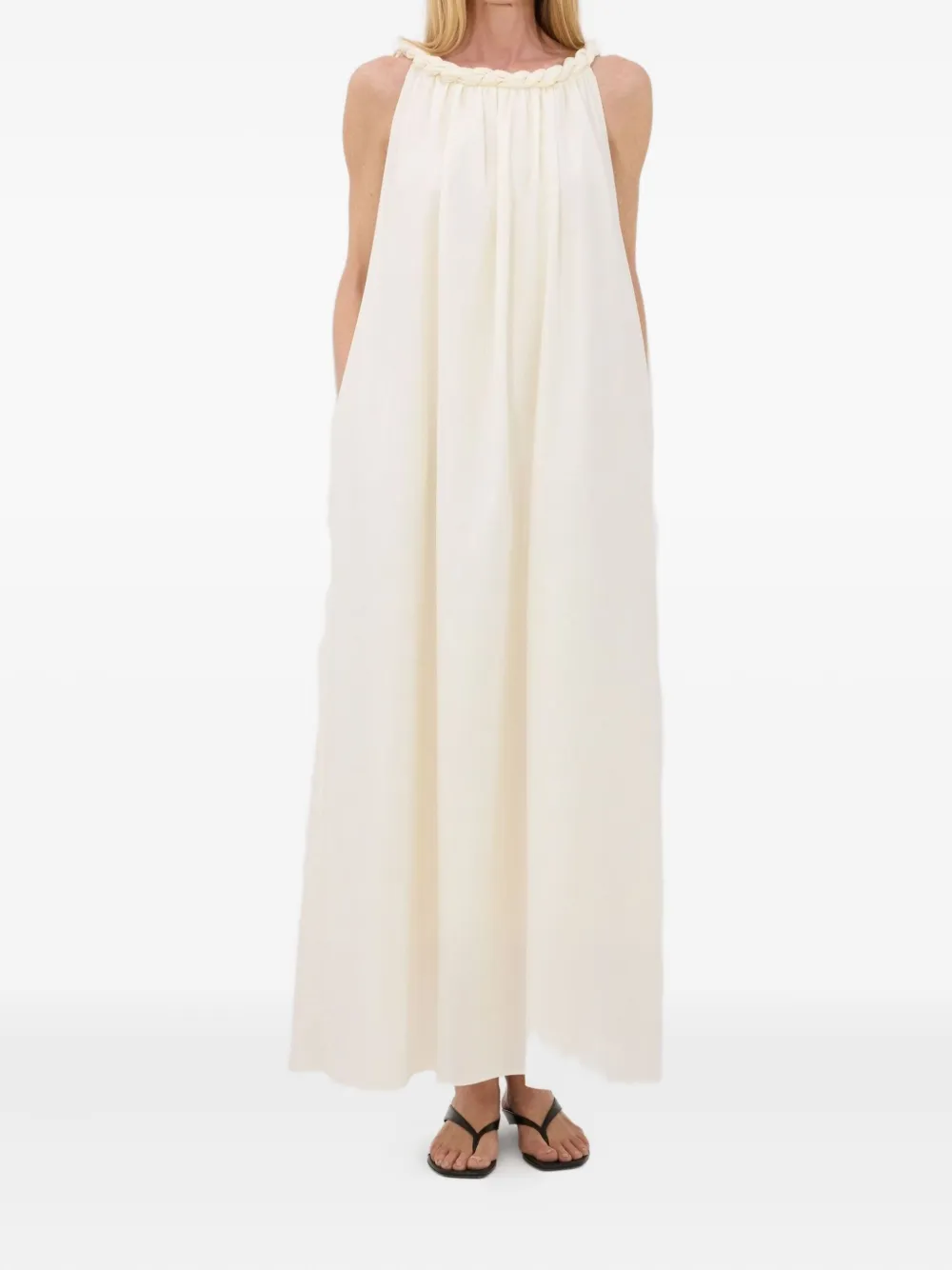 LouLou de Saison Kika gesmockte maxi-jurk met gedraaid detail - Wit