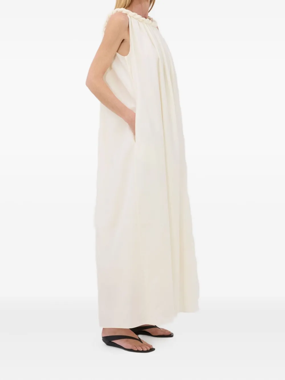 LouLou de Saison Kika gesmockte maxi-jurk met gedraaid detail Wit