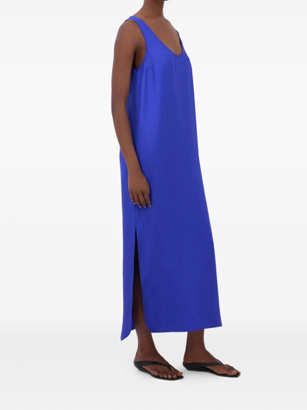 LouLou de Saison Maxi-jurk met diepe ronde hals en split Blauw