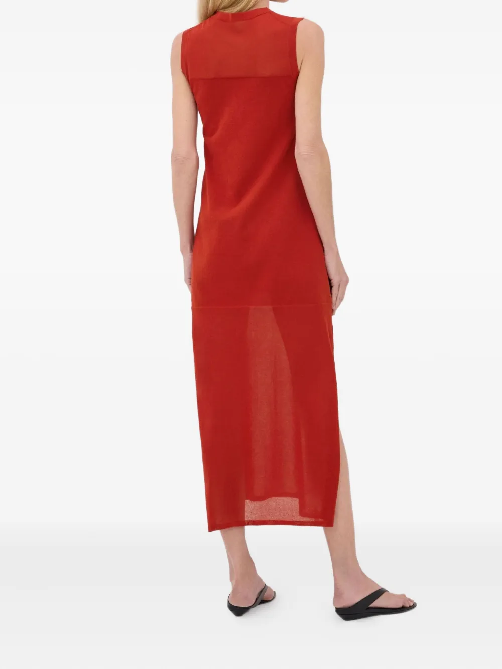 LouLou de Saison Philae gebreide midi-jurk met zijsplit Rood