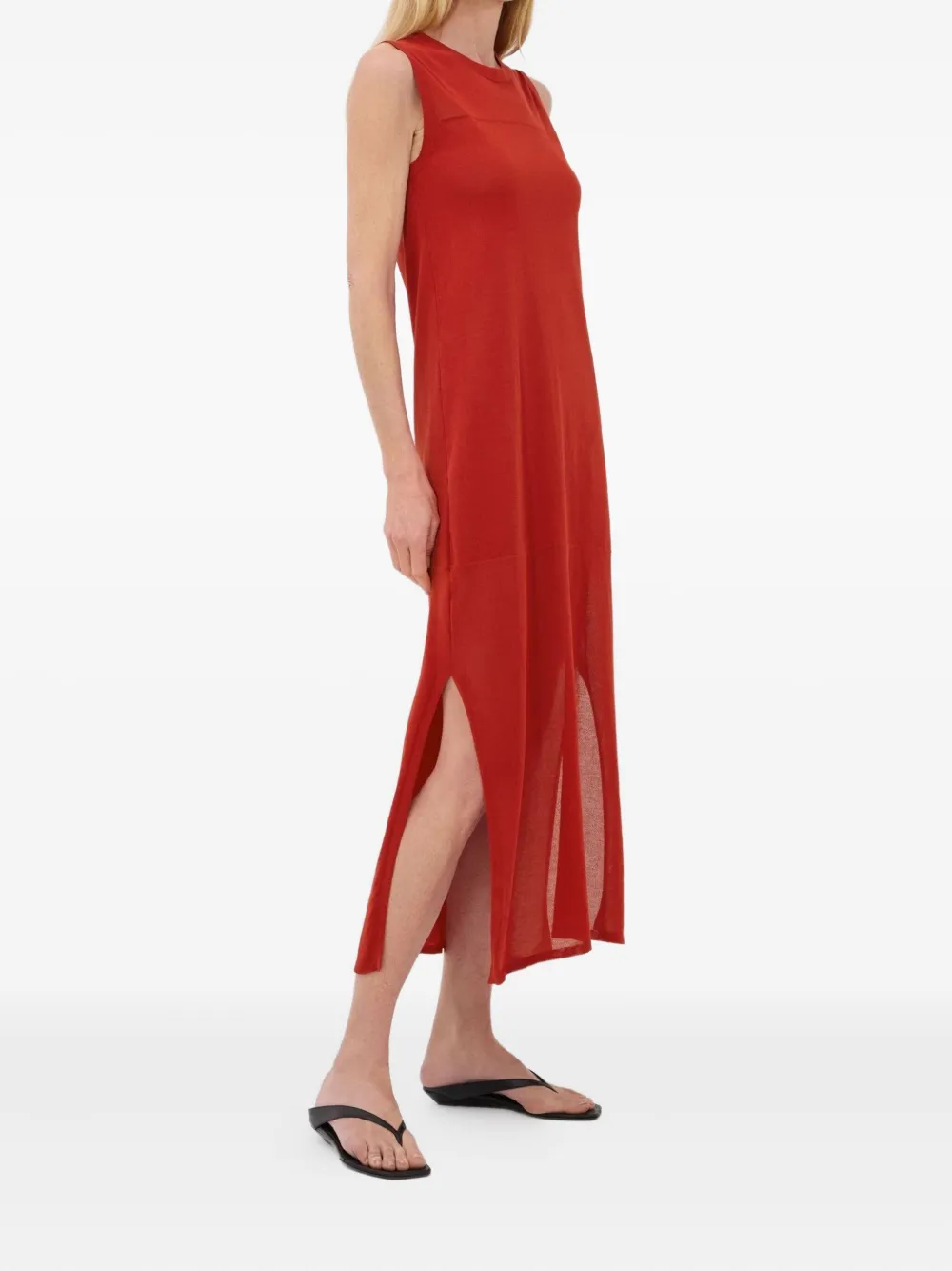 LouLou de Saison Philae gebreide midi-jurk met zijsplit Rood