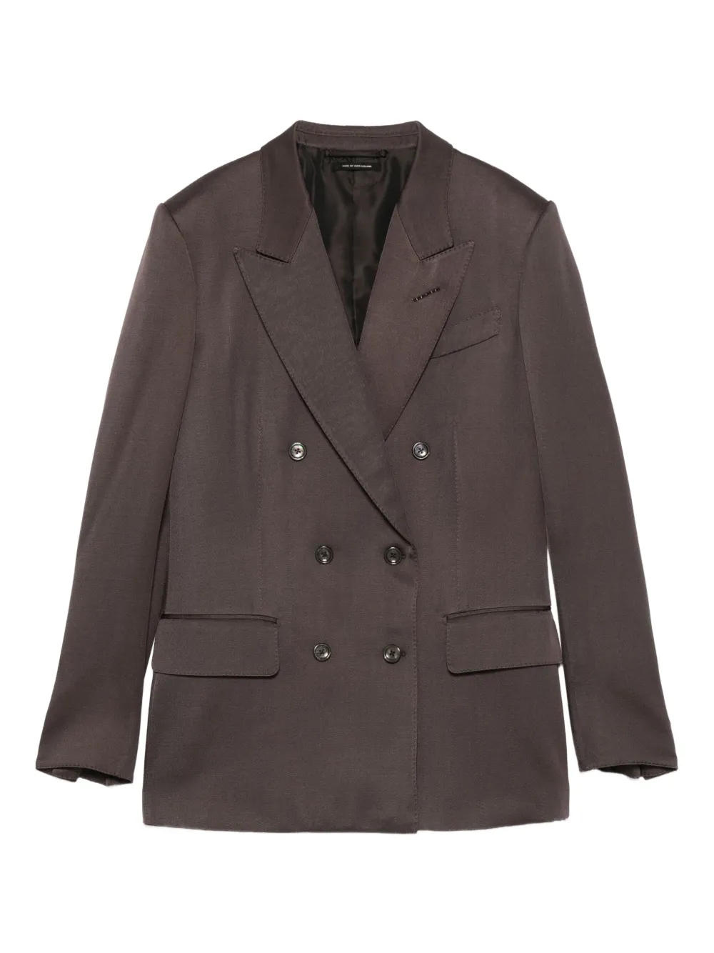 Tom Ford Double-breasted Silk-blend Jacket In Brown