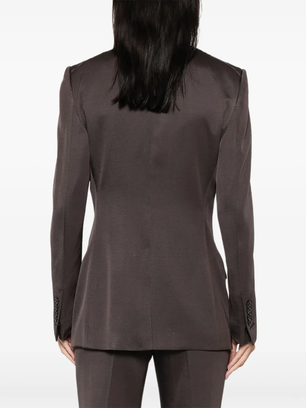 Tom Ford Double-breasted Silk-blend Jacket In Brown