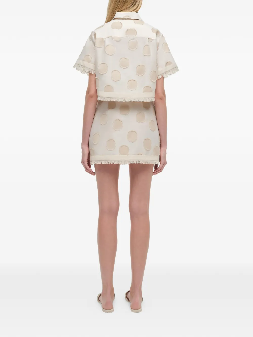 Bethany Polka-Dot Fringed Mini Skirt
